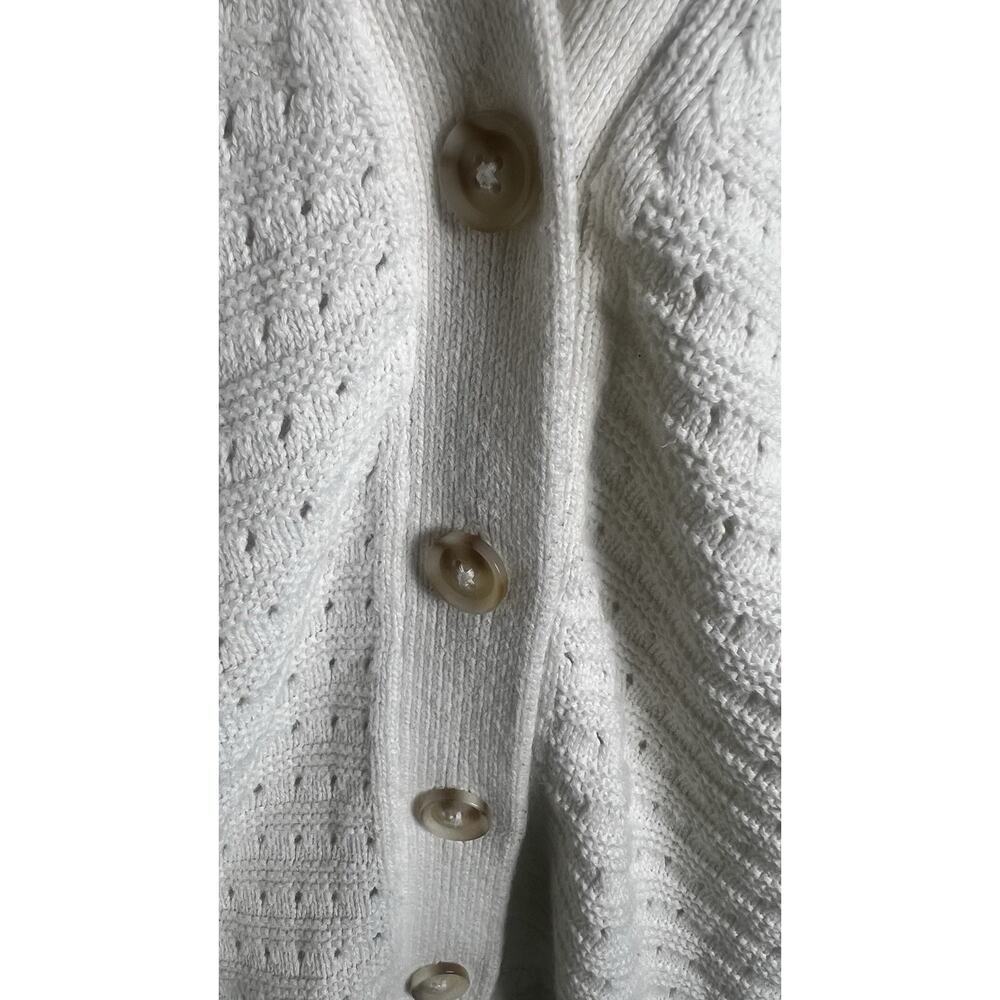 Spartina 449 Womens XL Cream Crochet Button Front V-Neck‎ Linen Blend Cardigan - Picture 7 of 10